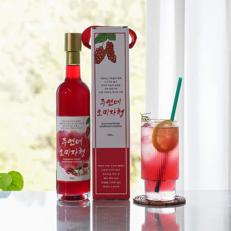 농업회사법인 향로봉오미자주식회사,수제 오미자청 500mL(1병) 원액 엑기스l[주연네 오미자]